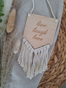 Wandhänger mit Spruch - live, laugh, love